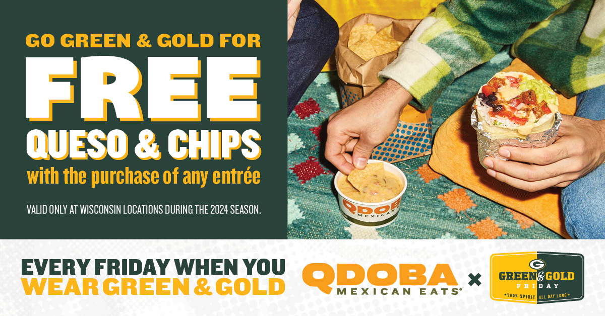 Green Bay Packers QDOBA Promotion - Free Chips & QUESO